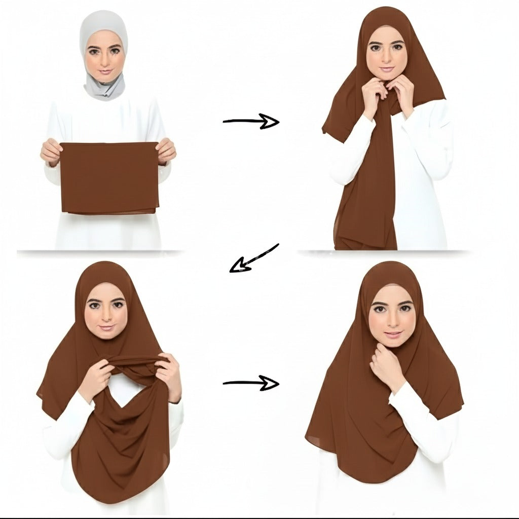 Instant Chiffon Hijab (2 Loops) - Design Code: IH-0014