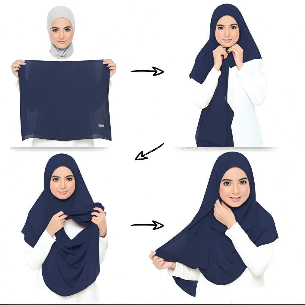 Instant Chiffon Hijab (2 Loops) - Design Code: IH-0006