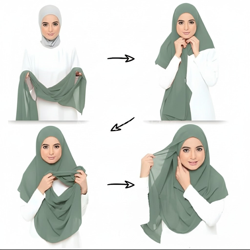 Instant Chiffon Hijab (2 Loops) - Design Code: IH-0019
