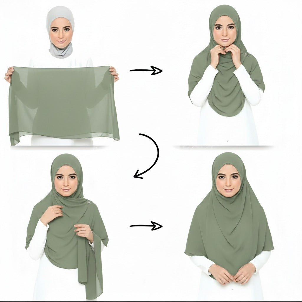 Instant Chiffon Hijab (2 Loops) - Design Code: IH-0015
