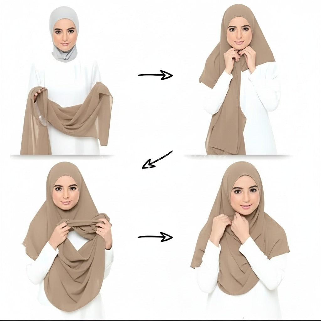 Instant Chiffon Hijab (2 Loops) - Design Code: IH-0008