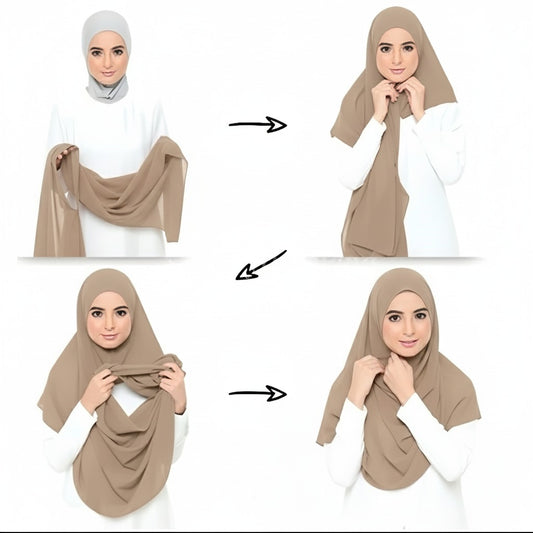 Instant Chiffon Hijab (2 Loops) - Design Code: IH-0004