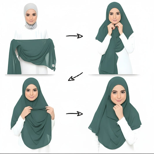 Instant Chiffon Hijab (2 Loops) - Design Code: IH-0012