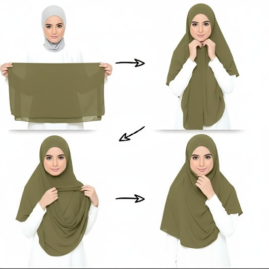 Instant Chiffon Hijab (2 Loops) - Design Code: IH-0007