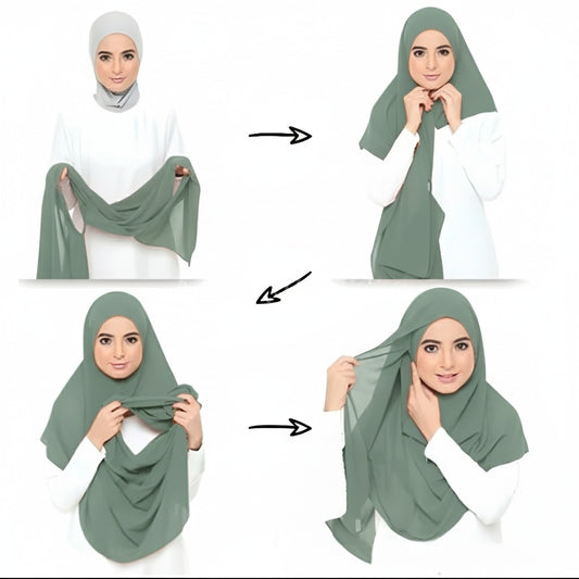 Instant Chiffon Hijab (2 Loops) - Design Code: IH-0019