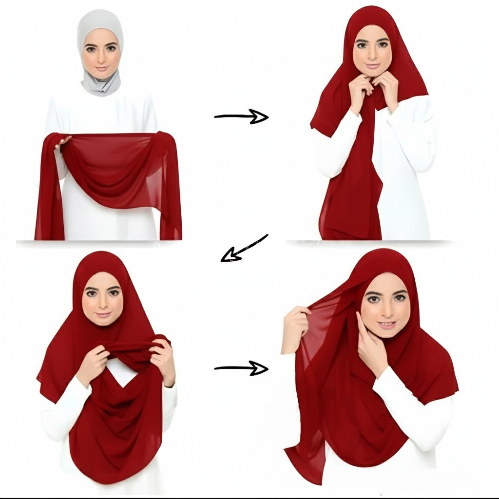 Instant Chiffon Hijab (2 Loops) - Design Code: IH-0025