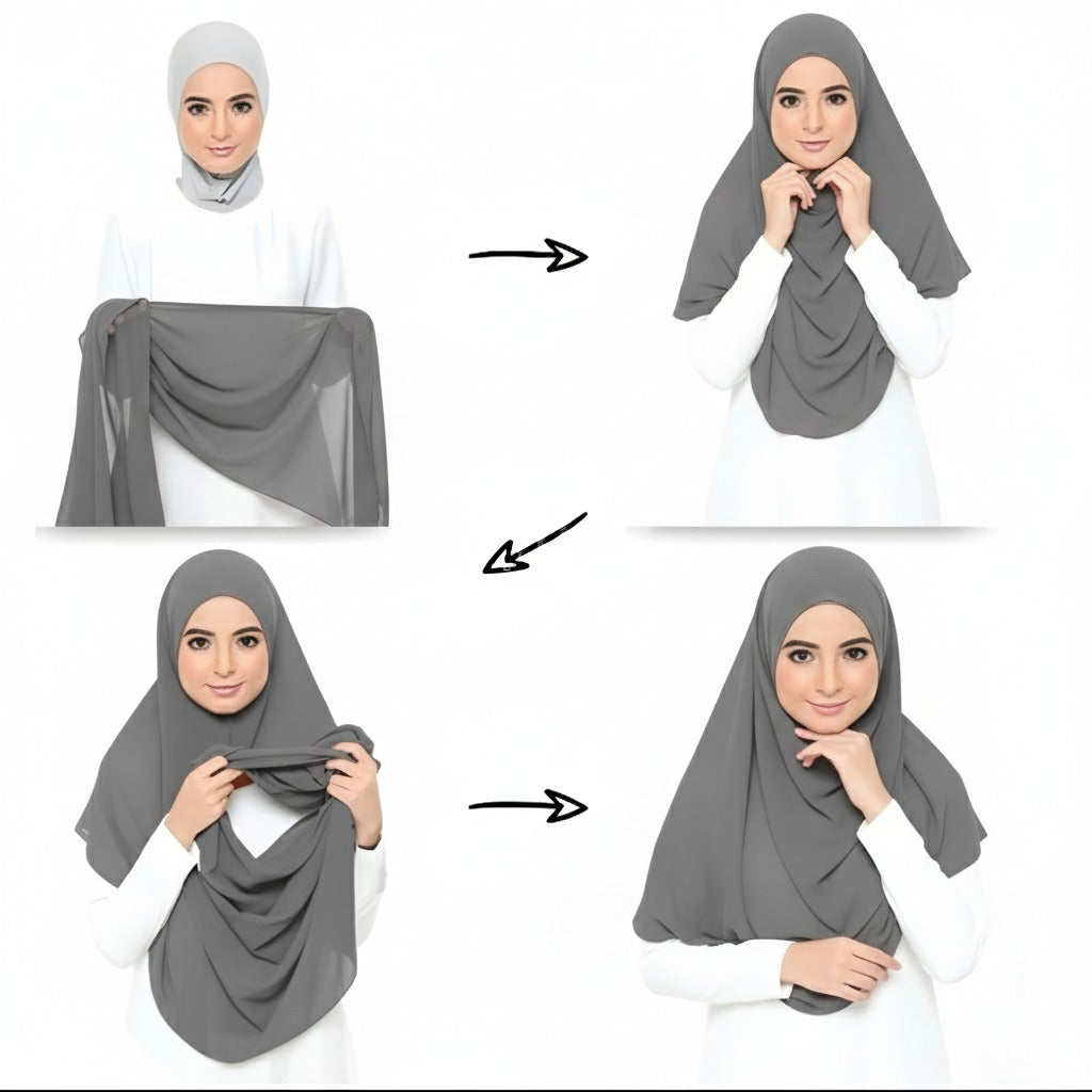 Instant Chiffon Hijab (2 Loops) - Design Code: IH-0002