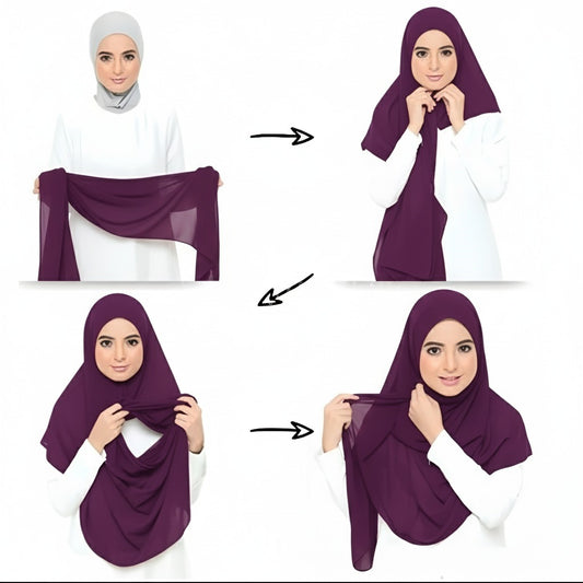Instant Chiffon Hijab (2 Loops) - Design Code: IH-0010