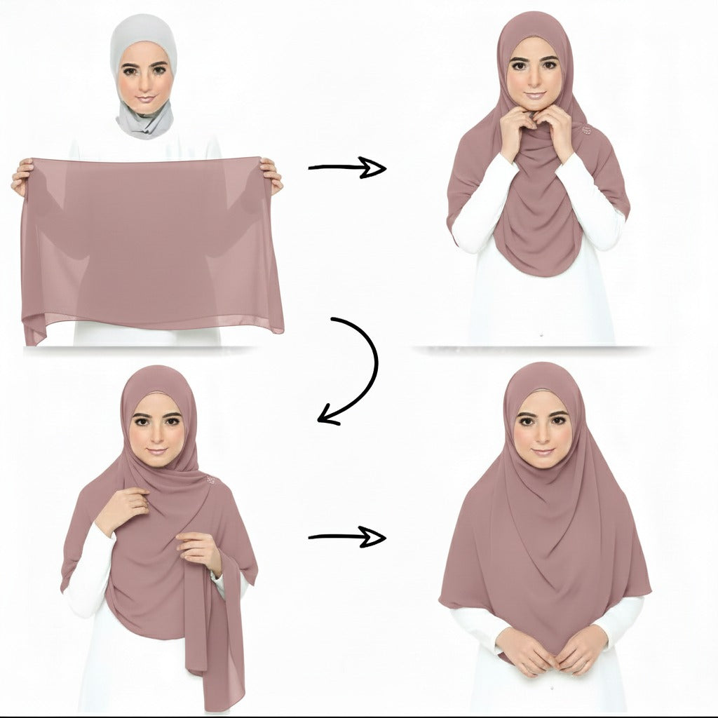 Instant Chiffon Hijab (2 Loops) - Design Code: IH-0017